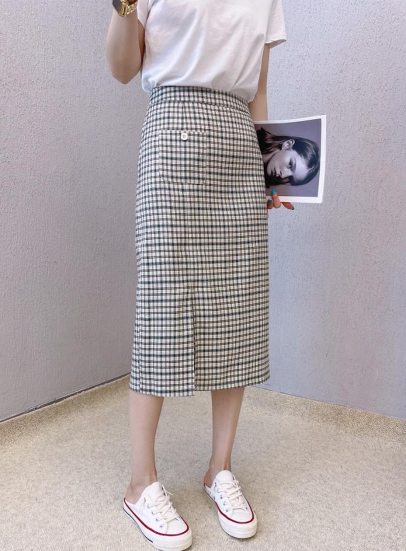 春款格子半身裙，女装半身裙，变色鸟(4F)