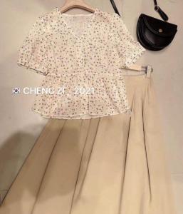 「现货」夏季新款 刺绣小花上衣+棉布半裙,女装半身裙,cheng zi