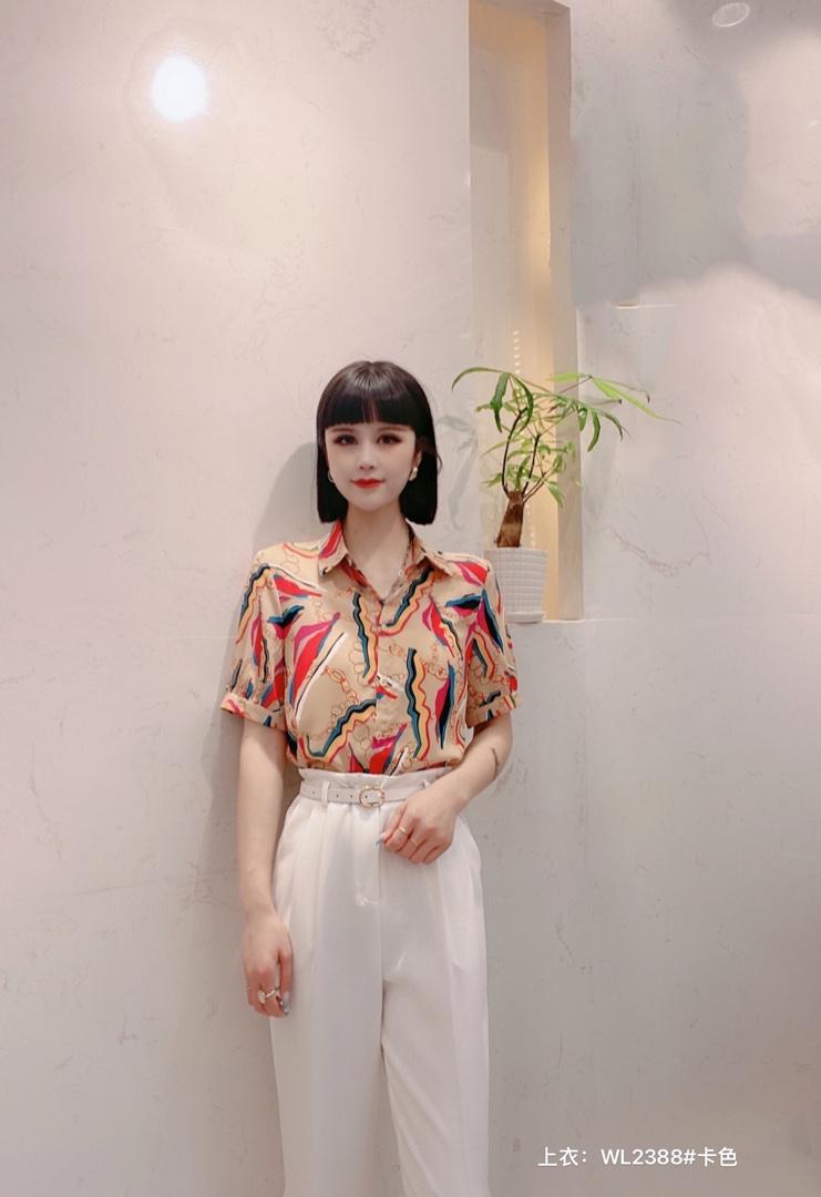 2021夏季新款时尚修身显瘦短袖上衣现货大量现货供应，女装，红.炫影