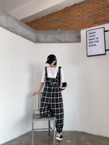 连体裤黑白格,女装连体裤,S·F·R