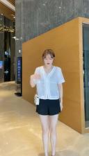 棉麻拼花边小衫，女装，E·风尚