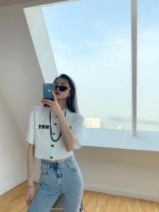 Simple.简希 2021春季新款字母印花翻领上衣,女装,simple简希
