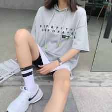 新款带帽短袖卫衣，女装卫衣/绒衫，E·贝空间TM