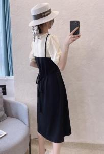 夏季真两件套连衣裙,女装连衣裙,曼希野