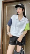 现货拼接接款短袖上衣，,女装,贝依维娅