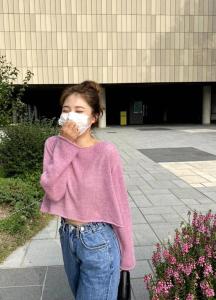 粉色针织上衣,女装,新芬子