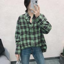 春夏格子衬衫，女装衬衫，变色鸟(4F)