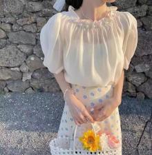 【现货】2021夏季新品珍珠韩版气质小上衣，女装，意格