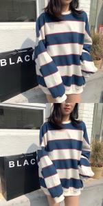 宽松条纹卫衣 oversize,女装卫衣/绒衫,安吉拉