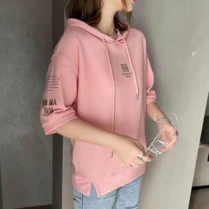 夏季新款-带帽短袖卫衣,女装卫衣/绒衫,E·贝空间TM