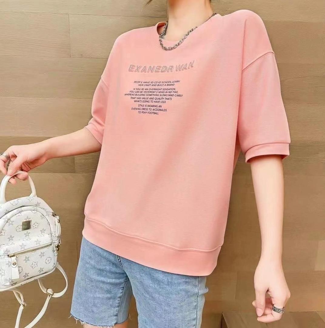 夏季新款—圆领立体字母卫衣，女装卫衣/绒衫，E·贝空间TM