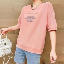 夏季新款—圆领立体字母卫衣，女装卫衣/绒衫，E·贝空间TM