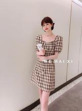 夏季新款格子裙，女装，HEMAIXI 和麥熙