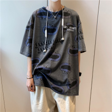 夏季港风卡通印花中长款休闲短袖男女慵懒风百搭宽松T恤TX20-P18，男装T恤，星座1008-2