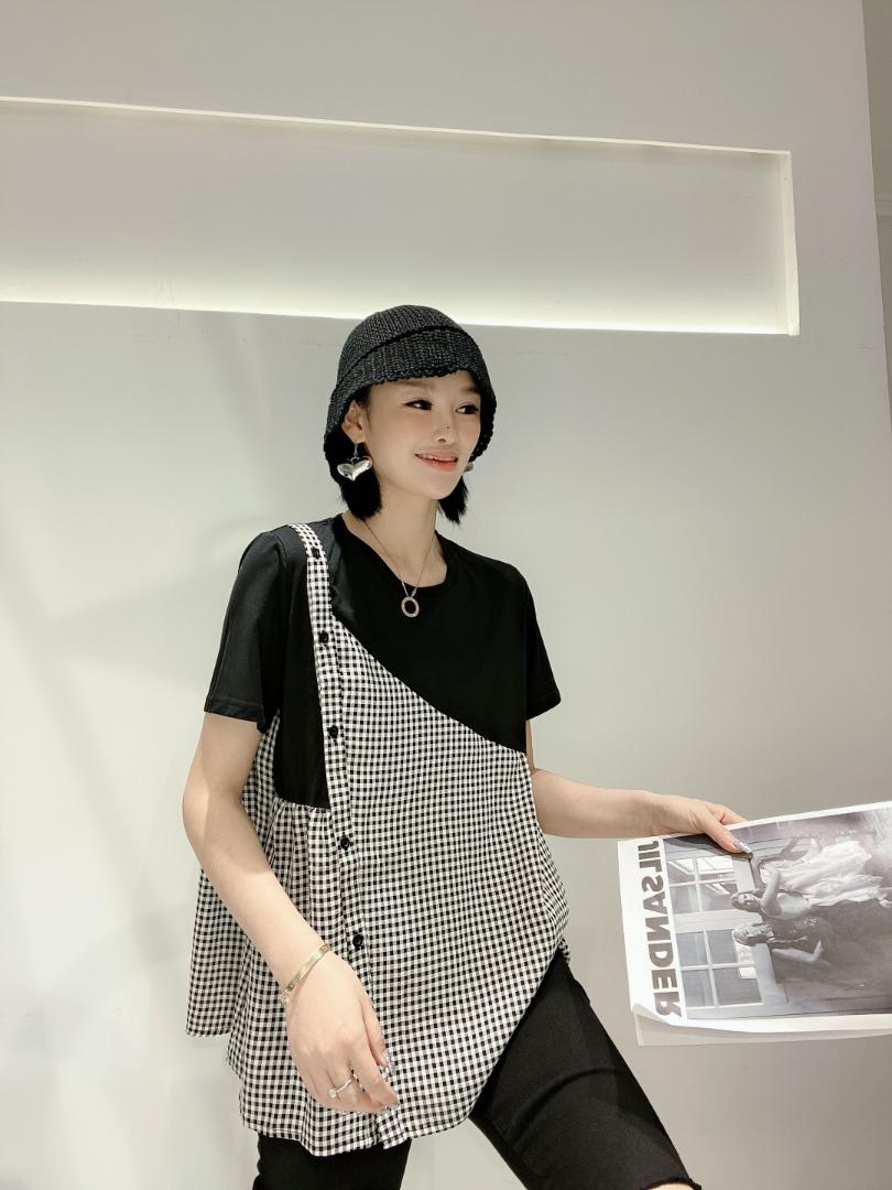 夏季新款拼接大版衫，女装，叙号