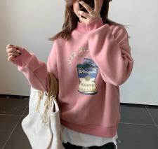 菠菜桶圆领时尚卫衣，女装卫衣/绒衫，简单小珍