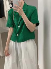 亚麻开扣小西装，女装西装，E·风尚