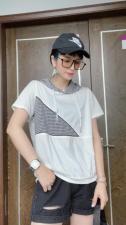 夏季新款拼接短袖上衣，女装，贝依维娅