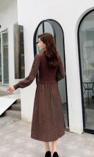 秋冬针织拼接时尚连衣裙，女装连衣裙，秀水百合