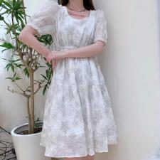 现货夏季新款印花连衣裙，女装连衣裙，薇化