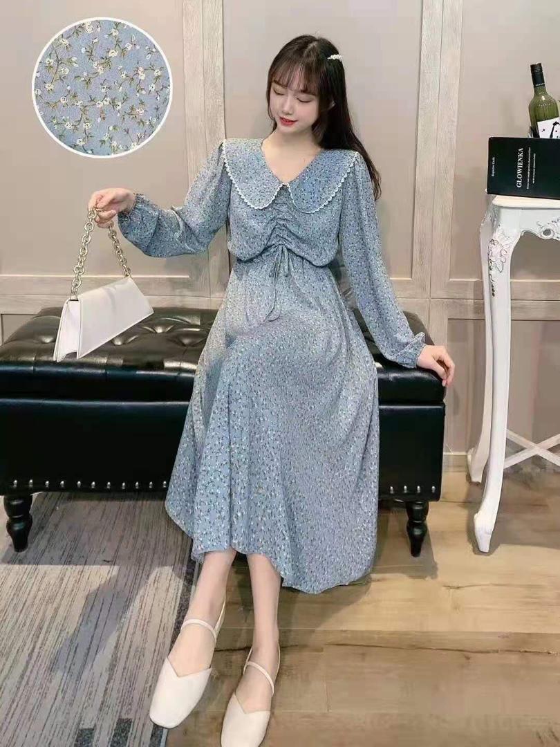 韩版碎花连衣裙，女装连衣裙，莎咔