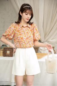 【现货】夏季新款短袖雪纺小衫,女装,红火丹妮