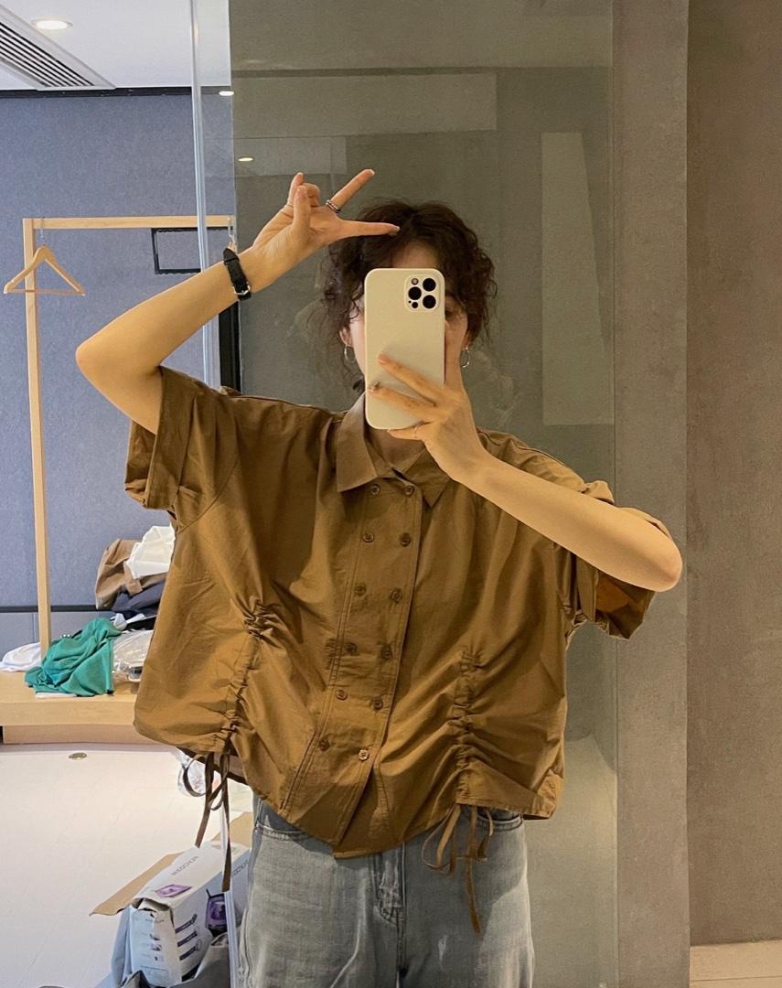 6977抽绳衬衣，女装，续加