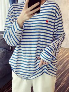 条纹休闲T,女装,简单小珍