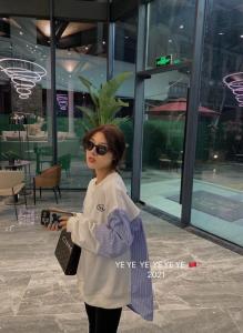 Simple.简希 2021春季新款时尚卫衣拼接元素假两件,女装卫衣/绒衫,simple简希