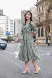 2021夏装新款雪纺连衣裙上新,女装连衣裙,萱萱家