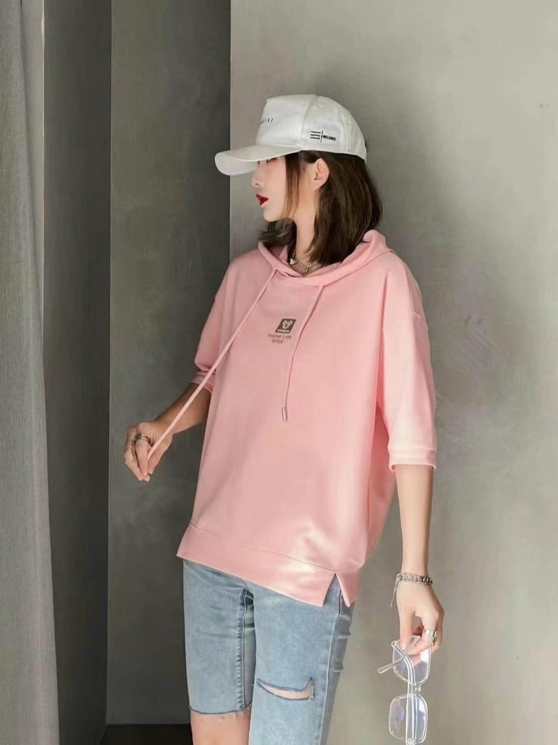 夏季新款-带帽短袖卫衣，女装卫衣/绒衫，E·贝空间TM