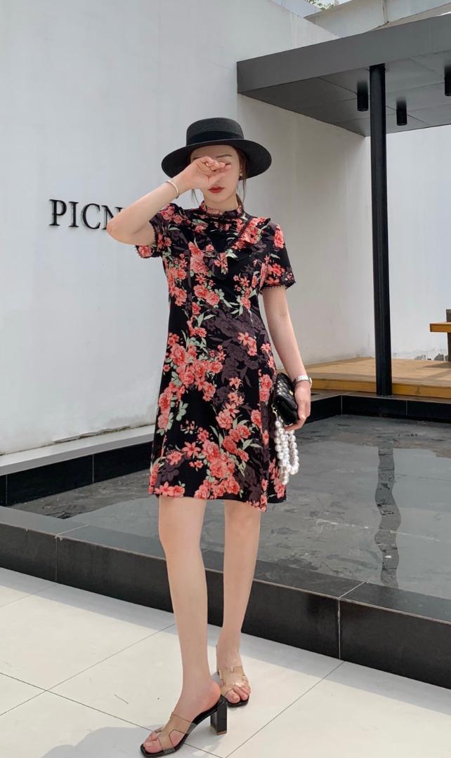 夏季新款碎花旗袍连衣裙，女装婚纱/旗袍/礼服，斯瑞威
