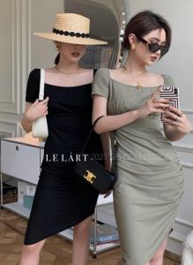 LELáRT LL1538皱褶长款连衣裙,女装连衣裙,LE LART