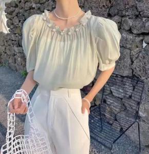 【现货】2021夏季新品 珍珠韩版气质小上衣,女装,意格