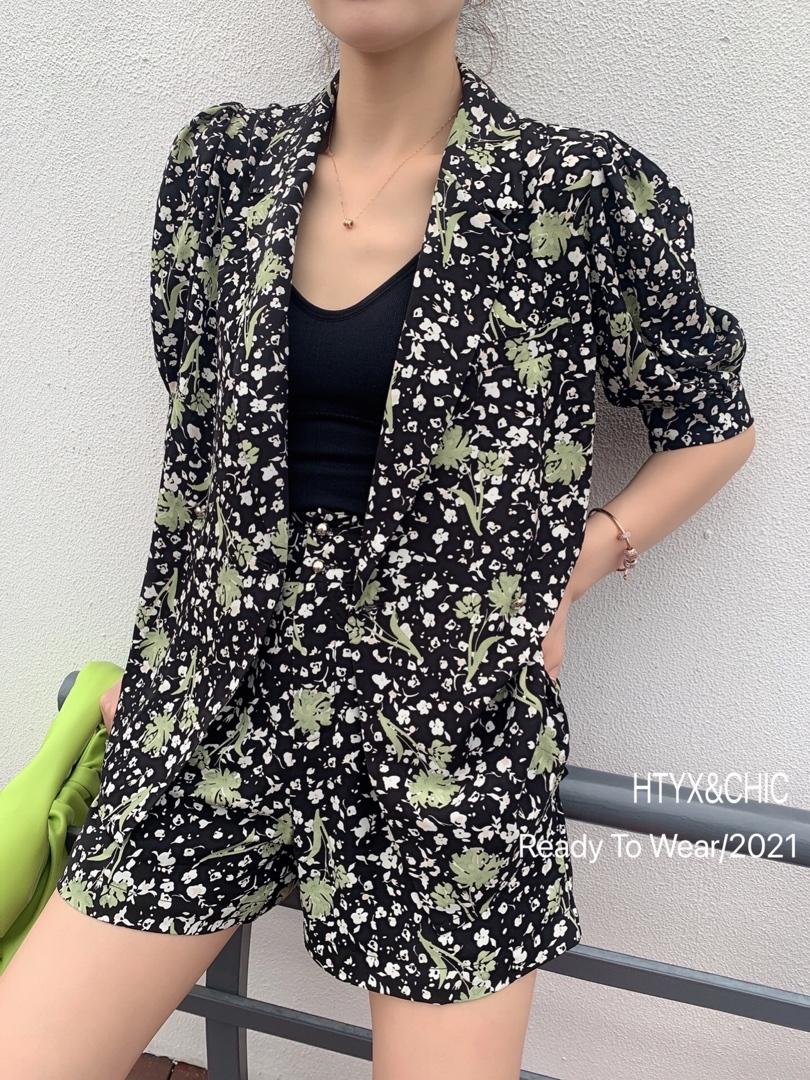 现货，夏季新款，西装碎花套装，女装西装，HTYX(6F)