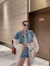 现货重工牛仔拼接蕾丝欧根纱防晒衣外套，女装，漫迪