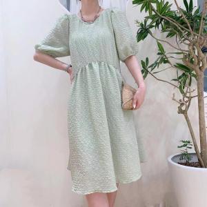 现货 夏季新款 泡泡袖连衣裙,女装连衣裙,薇化