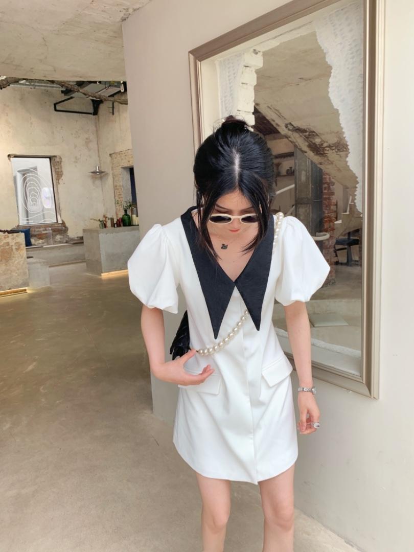 尖领连衣裙，女装连衣裙，莫娜NORA