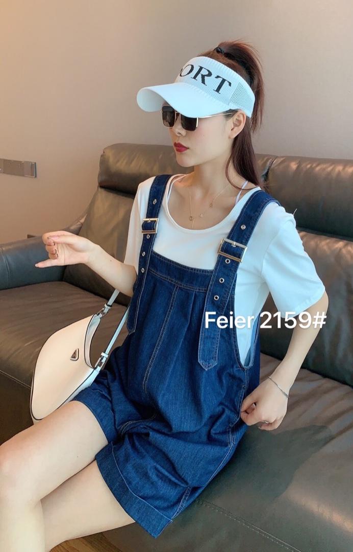 薄料牛仔背带裤套装，女装职业装，菲儿