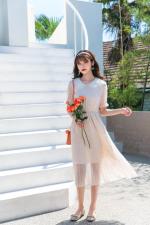 网纱仙女气质连衣裙，女装连衣裙，如问