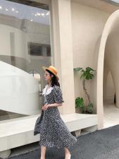 翻领碎花裙，女装，莫娜NORA