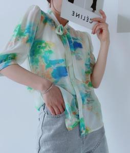 高定秀场真丝花衬衣,女装,OSCAR