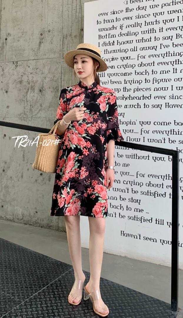 夏季新款碎花旗袍连衣裙，女装婚纱/旗袍/礼服，斯瑞威