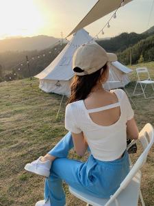 【现货】夏季新品 后背露洞针织短袖,女装,F/TU