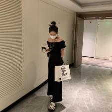 一字领连体裤，女装连体裤，XTZ style