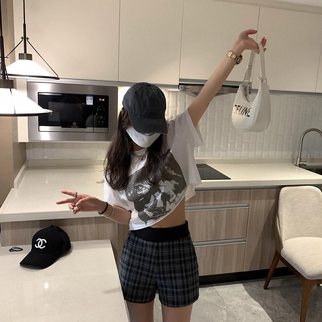 灰格短裤，女装，XTZ style