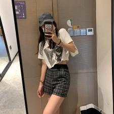 灰格短裤，女装，XTZ style