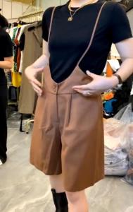 CMX2126欧货2021夏季港风两粒扣高腰直筒西装背袋裤潮,女装西装,L·H·X