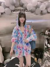 DG8105欧洲站2021夏季新款时尚连帽印花烫钻潮长袖防晒，其它，L·H·X