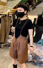 CMX2126欧货2021夏季港风两粒扣高腰直筒西装背袋裤潮，女装西装，L·H·X